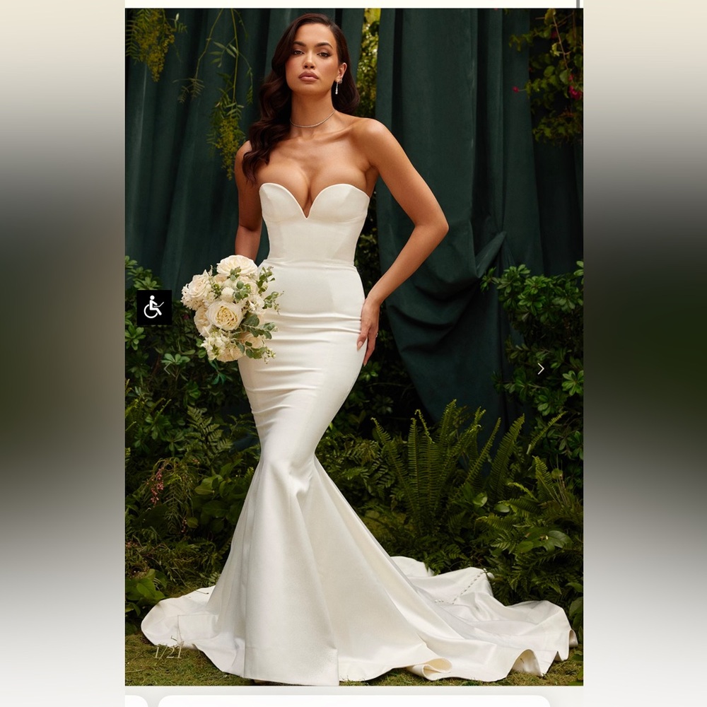 House of CB White Strapless Wedding Dress